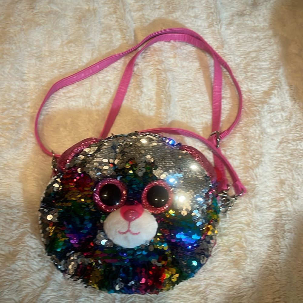 TY sparkly sequin teddy bear purse